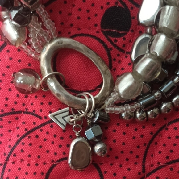 Silpada Elasticized Silver, Clear and Black Beaded Bracelet - Picture 4 of 7